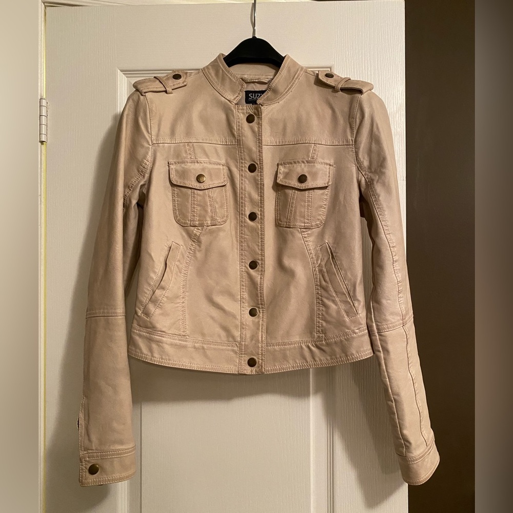 Suzy Shier military style faux leather jacket